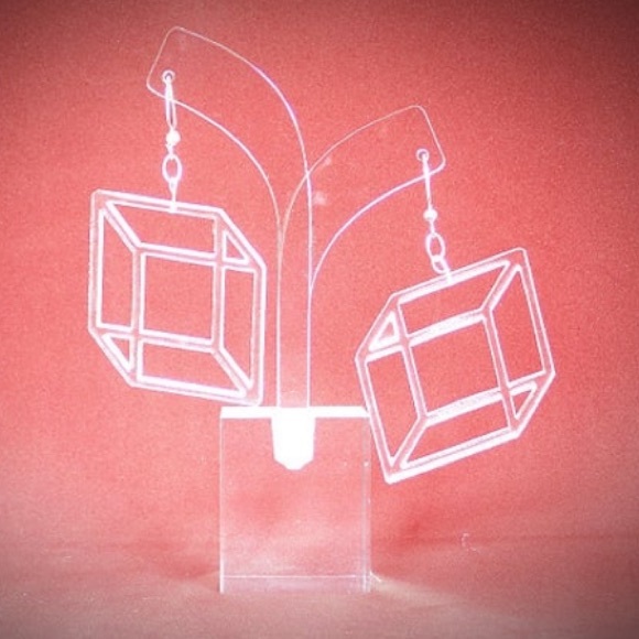 Transparent Prism Earrings - Trigonal Lucite - Picture 7 of 7